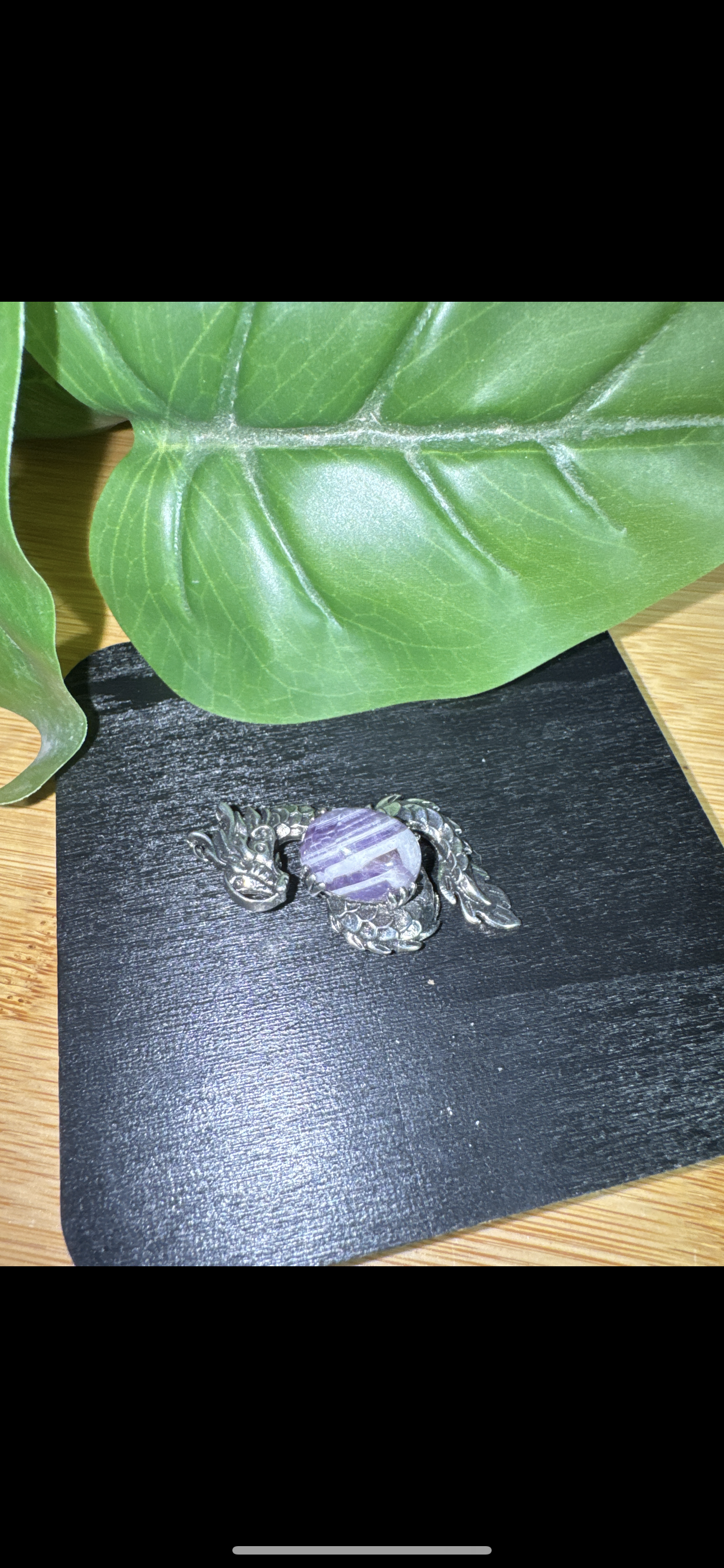 Renaissance Dragon Pendant with Natural Dream Amethyst