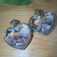 Beautiful Beveled Glass Heart w/Mixed Tourmaline Chips