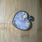 Beveled Glas Heart Pendant with Rose Quartz Chips