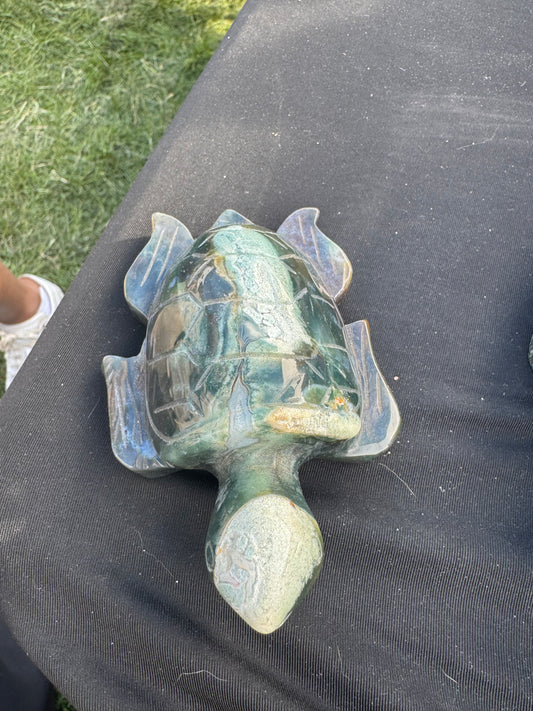 Moss Agate Good Luck Turtle 4” approximately