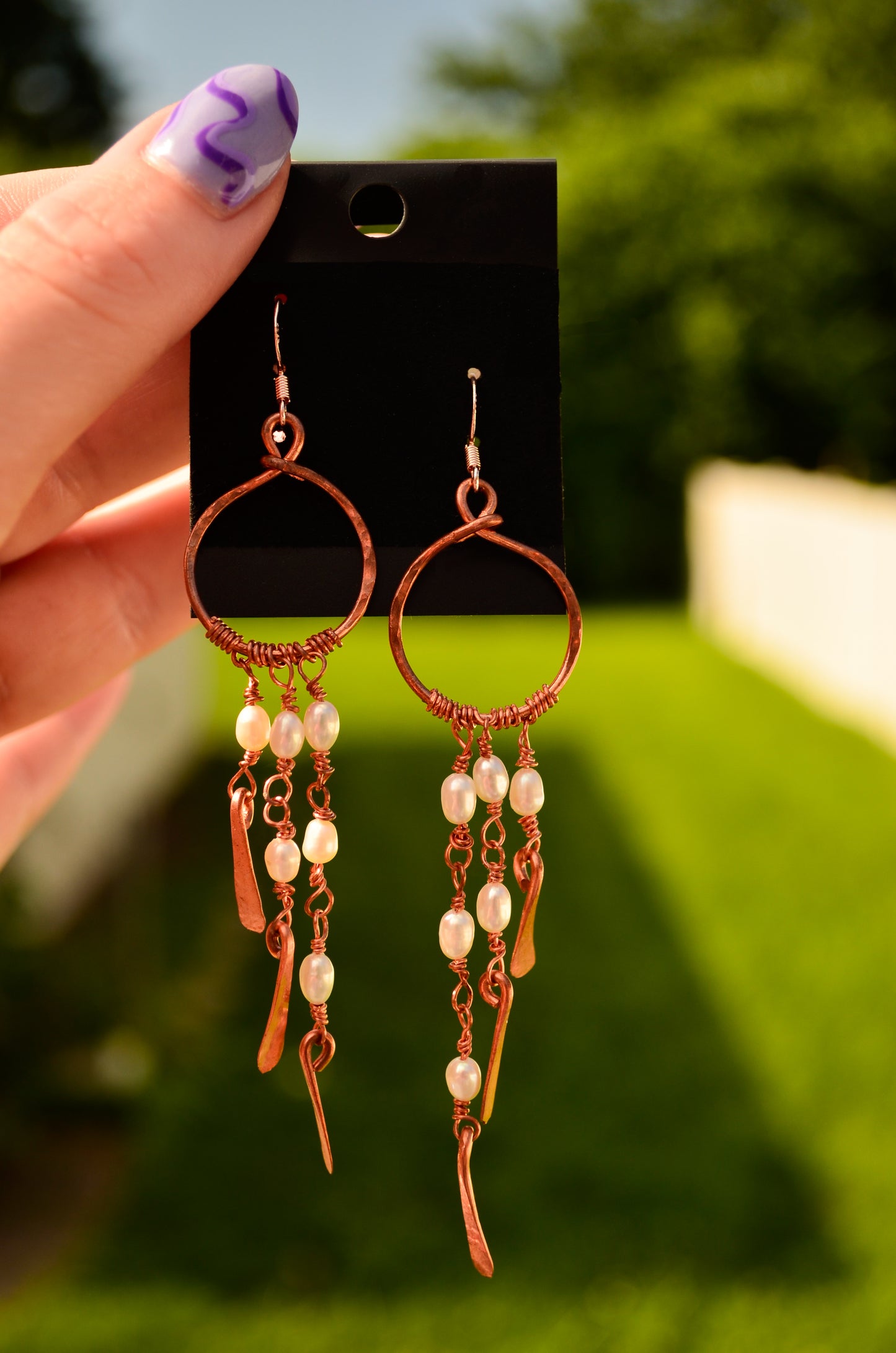 Hand Wire Wrapped Fringe Earrings with natural crystals.