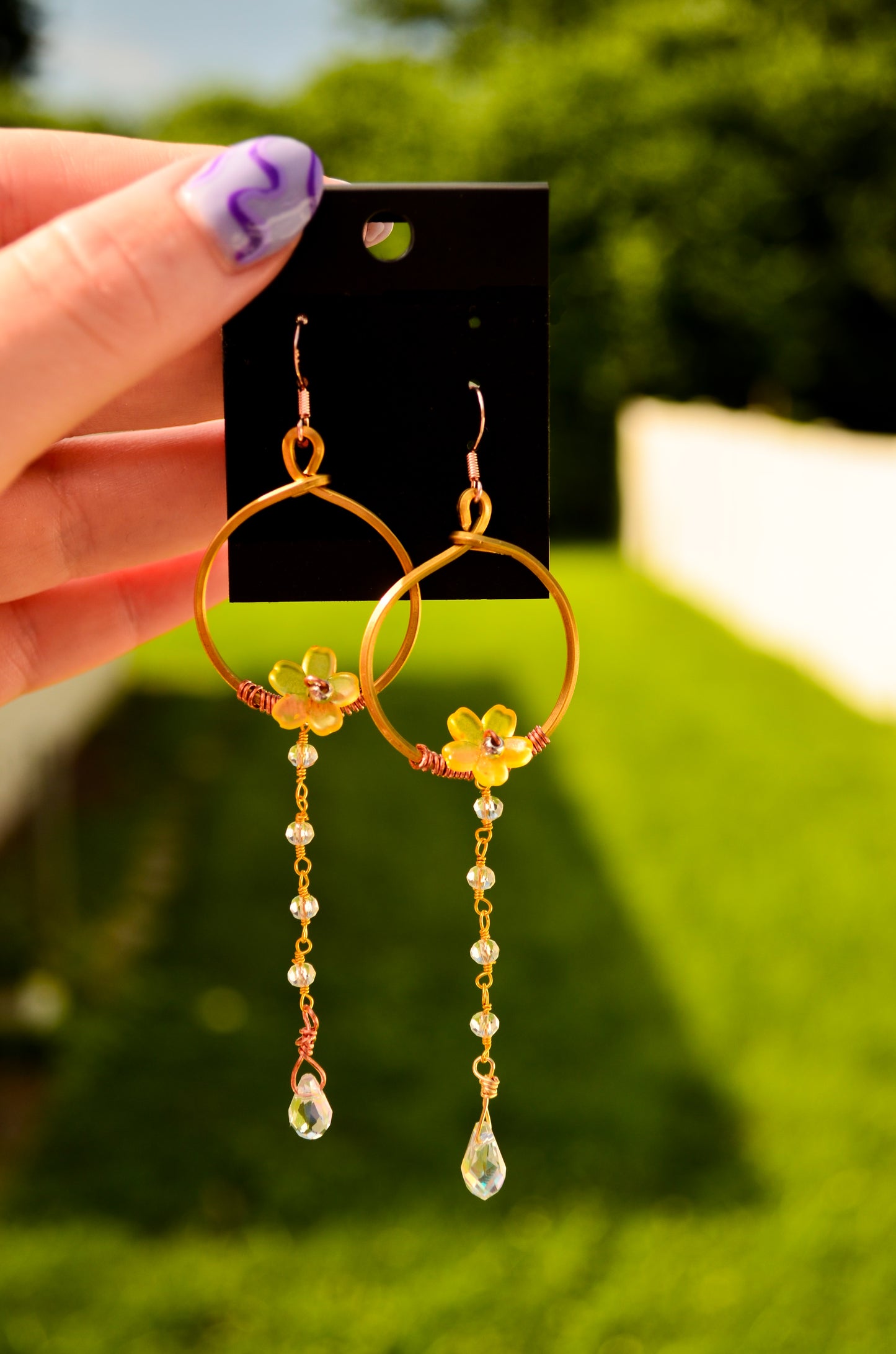 Hand Wire Wrapped Fringe Earrings with natural crystals.