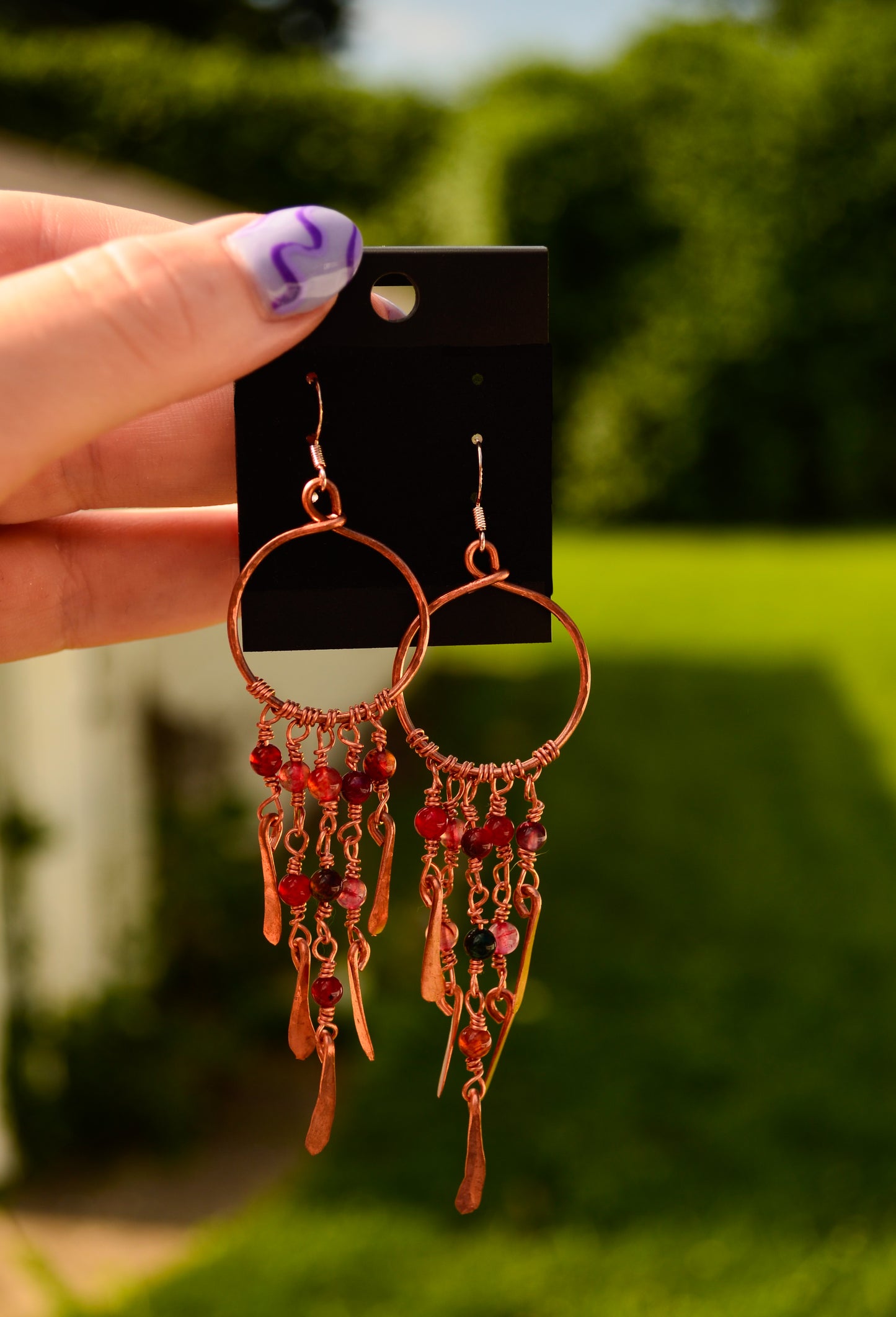 Hand Wire Wrapped Fringe Earrings with natural crystals.