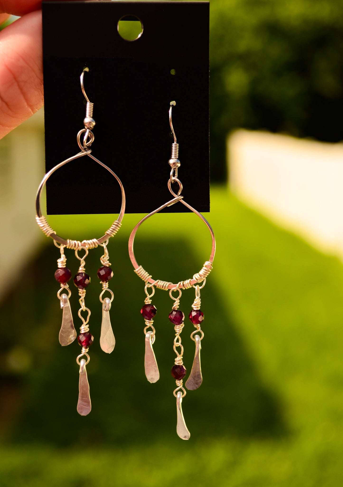 Hand Wire Wrapped Fringe Earrings with natural crystals.
