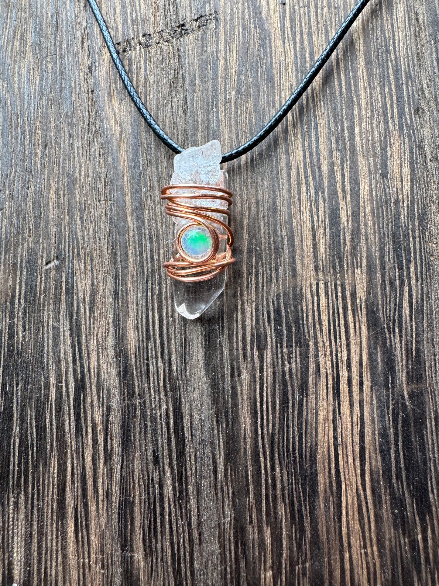 Handmade Natural Opal and Quartz Pendants