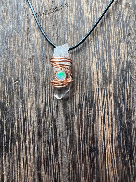 Handmade Natural Opal and Quartz Pendants