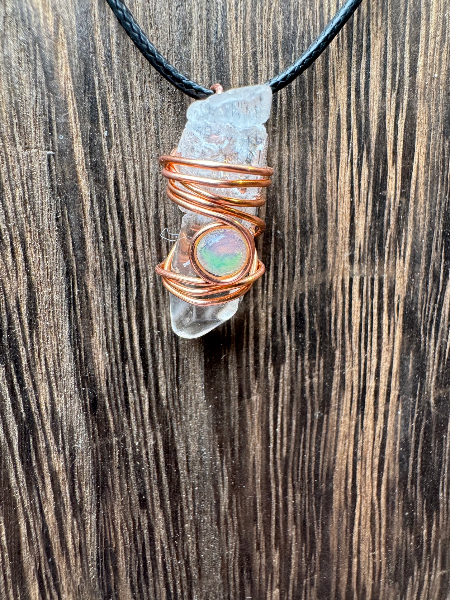 Handmade Natural Opal and Quartz Pendants