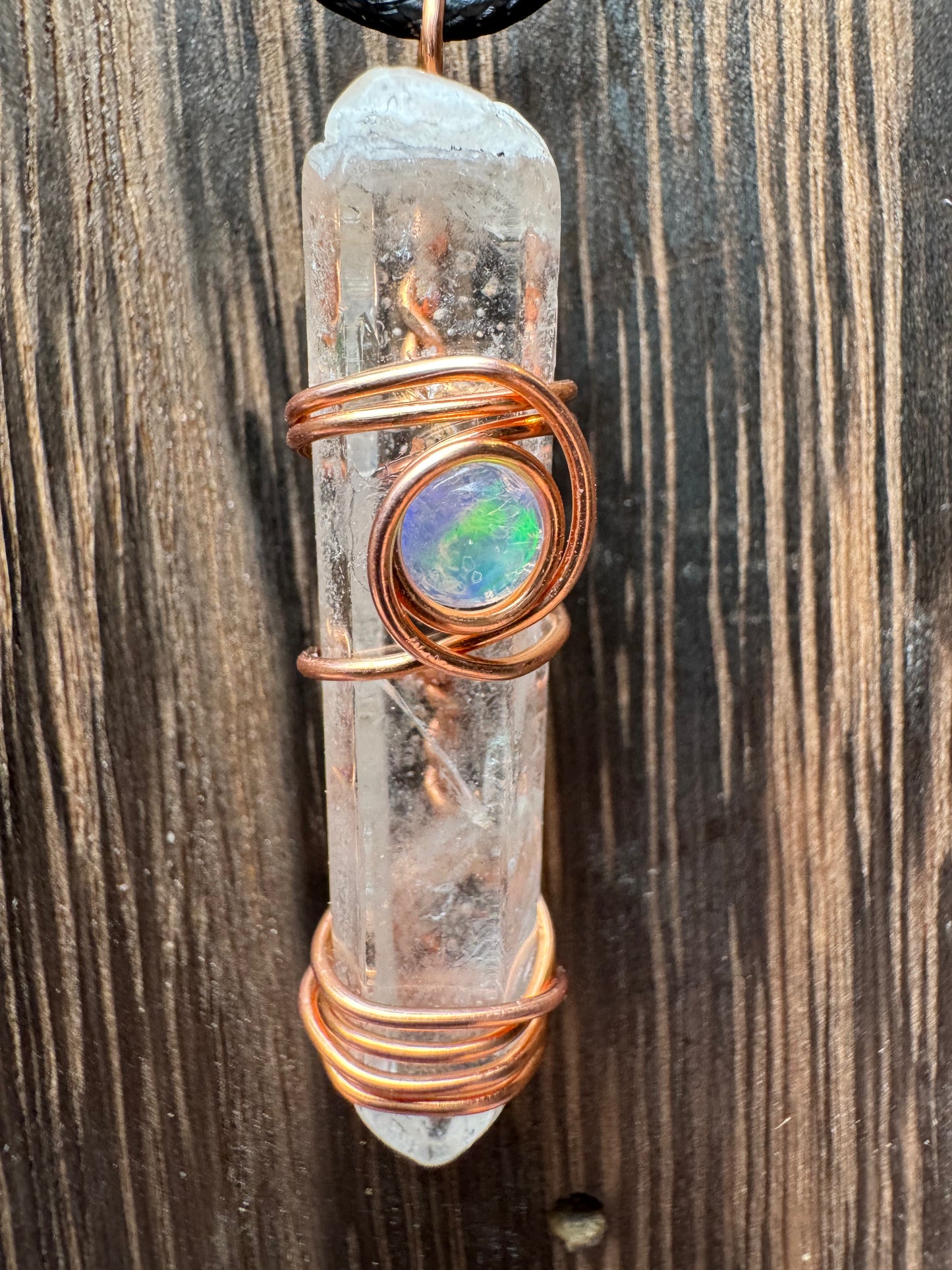 Handmade Natural Opal and Quartz Pendants