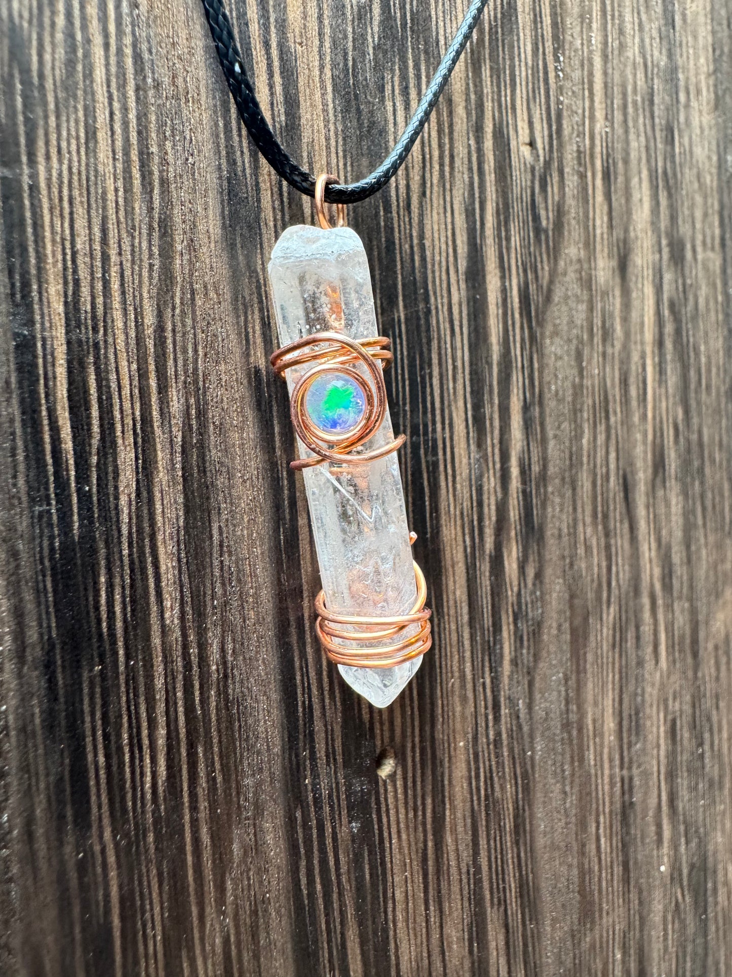 Handmade Natural Opal and Quartz Pendants