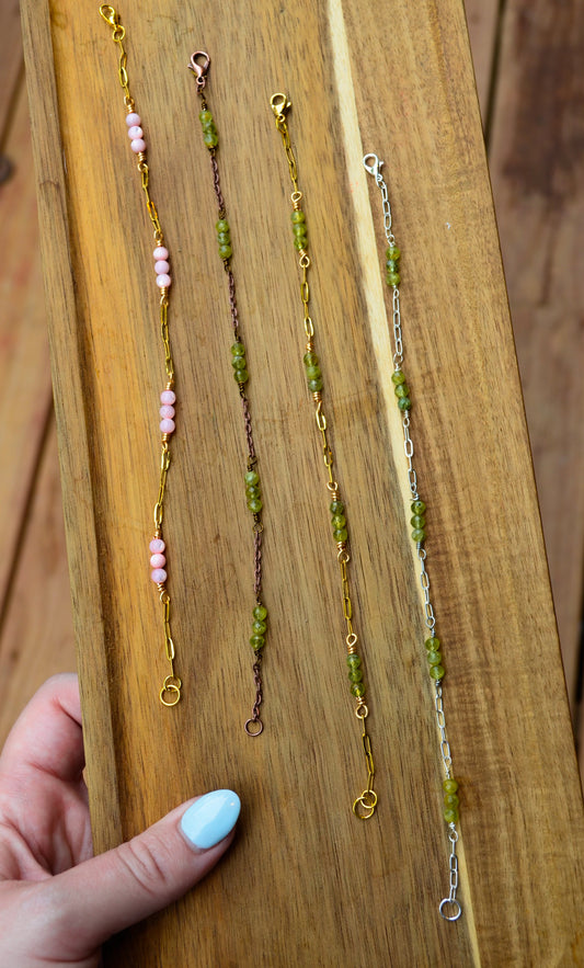 Handmade Peridot Natural Stone Bracelet ~ August Birthstone