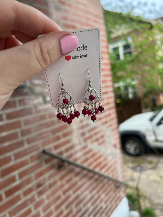 Genuine Ruby Dangle Earrings