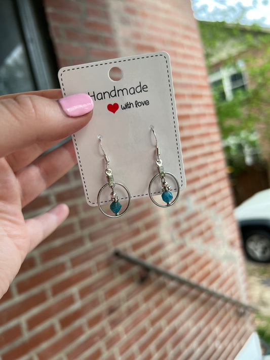 Blue Apatite Circle Earrings