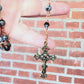 Handmade Snowflake Obsidian and Black Aura Swarovski Copper Sire Wrapped Rosary