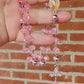Handmade Pink Swarovski Beaded Rosary With Pink Hematite Accent beads