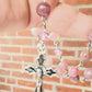 Handmade Swarovski Pearls and Red Rose Our Father Beads Rosary