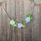 Spring Tulip Crystal Bead Necklace – Whimsical Floral Jewelry Set – Sterling Plated Chain – Matching Bracelet & Earrings