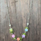 Spring Tulip Crystal Bead Necklace – Whimsical Floral Jewelry Set – Sterling Plated Chain – Matching Bracelet & Earrings