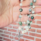Handmade Moss Agate and Swarovski Pearl Rosary