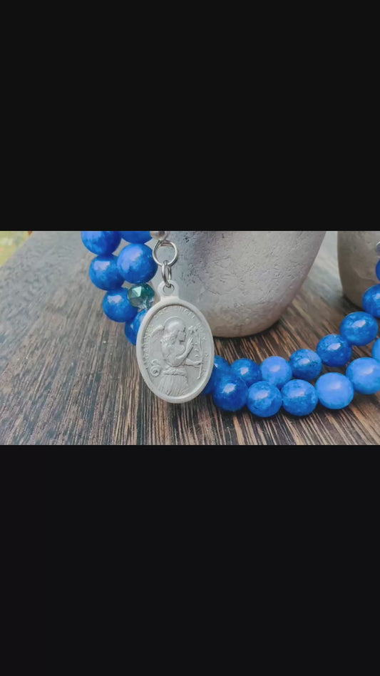 Handmade Natural Kyanite Rosary Bracelet St Gabriel