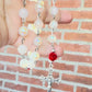 Handmade Aura Quartz and Red Rose St Therese Rosary