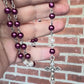 Handmade Sacred Heart Rosary, Handmade Swarovski Maroon White Pearl Rosary Vatican Blessed Rosary, Heirloom Prayer Beads