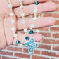 Handmade White Howlite Crystal And Blue Swarovski Rosary