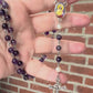 Handmade Natural Amethyst and Swarovski Pearl Sacred Heart Rosary