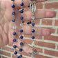 Handmade Natural Blue Sodalite and Blue Swarovski Bead Rosary. Traditional style with Italian accents